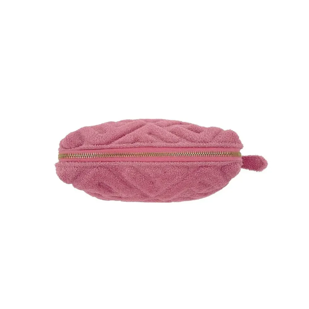 FENDI FF 1974 Cosmetic Pouch Zucca Embossed Terry Cloth in Pink